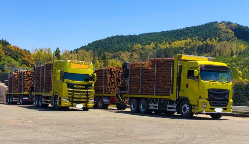 林業用クレーン付大型トラックの塗装