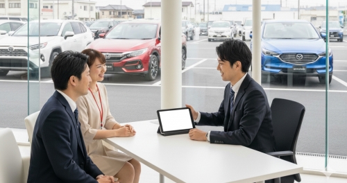 来店対応中心。お客さまに寄り添う商談スタイル